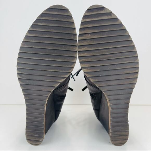 Anthropologie Biala Alyssa Brown Wedge Bootie Size 10 Luxury Leather Lace & Zip - Picture 8 of 16